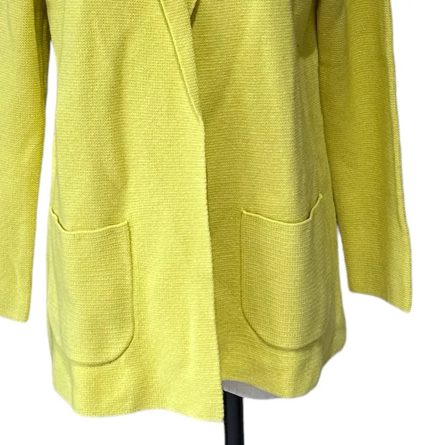 NWOT Talbots  Sweater CardiganYellow Wool Blend Open Front Pockets - Image 5