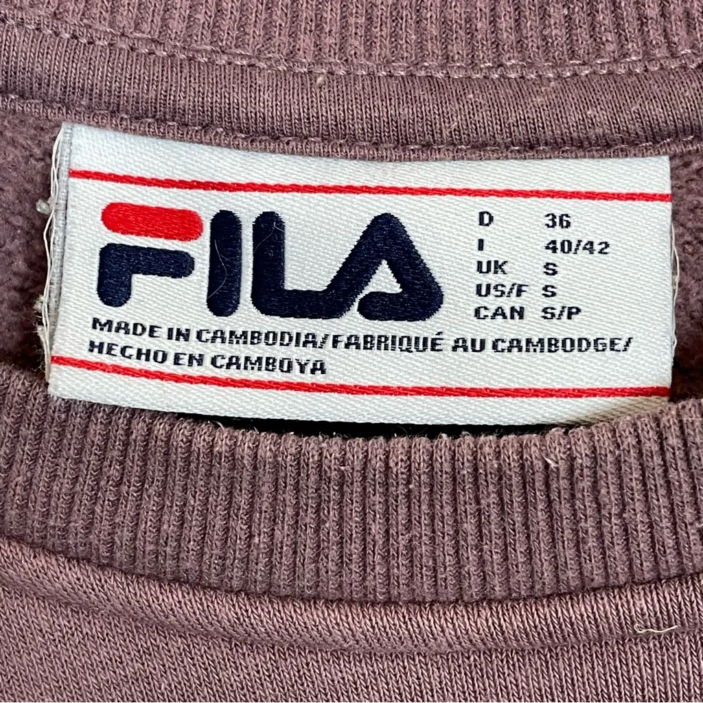 Fila Sweatshirt Crewneck Logo‎ Front Puce Women Size Small Athleisure Casual Top - Image 3