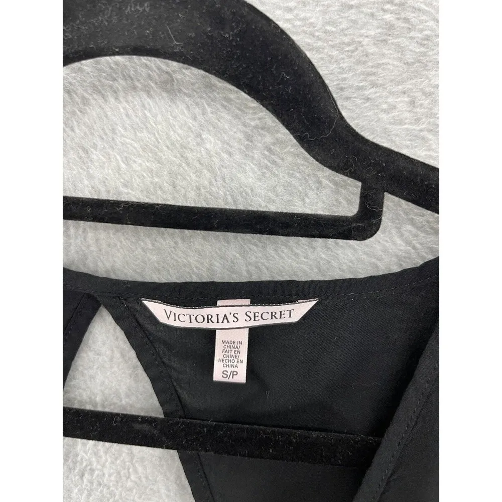 Victoria's Secret Women's Beach Coverup Black Crochet Trim Size Small V Neck - Image 13