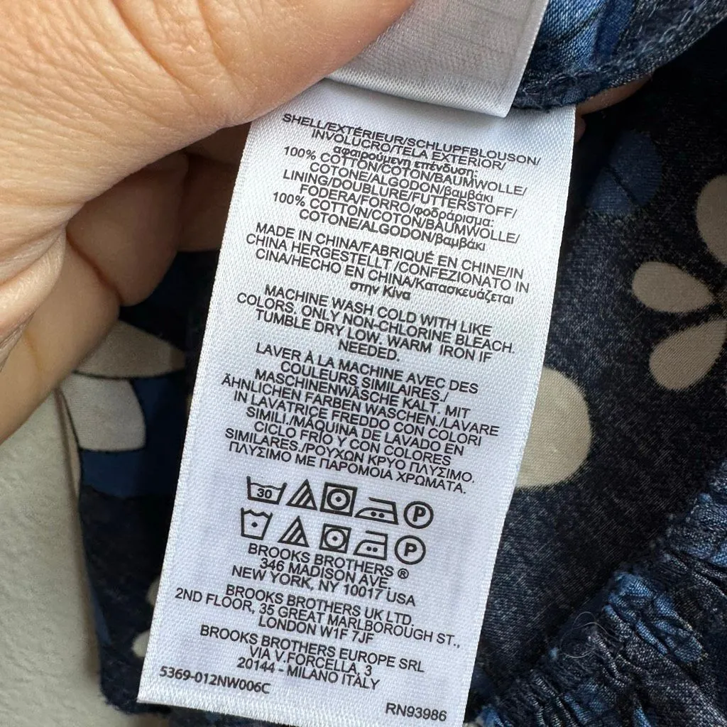 Brooks Brothers Red Fleece Preppy Blue Whimsical Floral Shift Dress Size 6 Small - Image 9