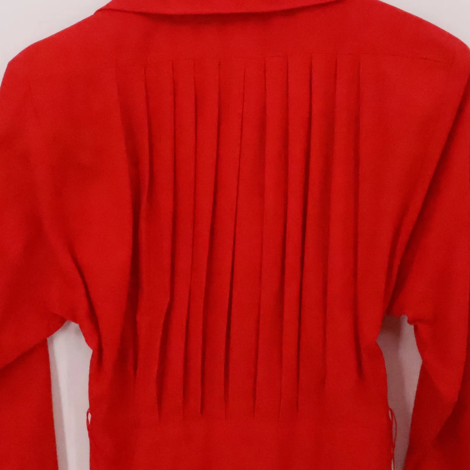 POPI Red Midi Shirt Dress Vintage 70s Union USA Belted Snap Secretary Size 0 - Image 16