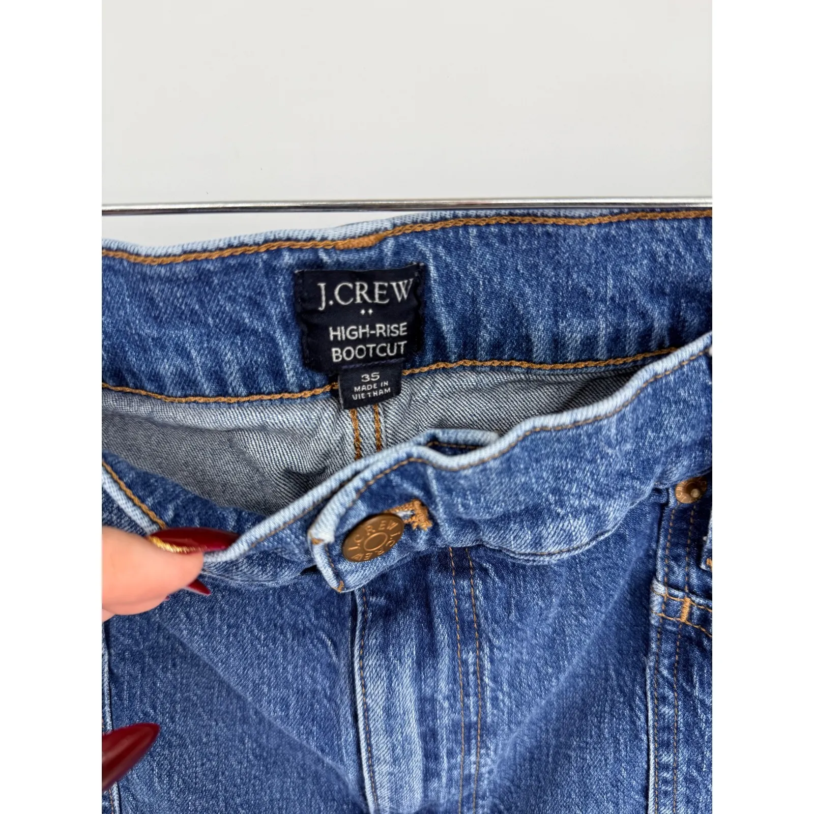 J. Crew Factory Hi Rise Bootcut Jeans Medium Wash 35 Style BX549 Casual Stretch - Image 2