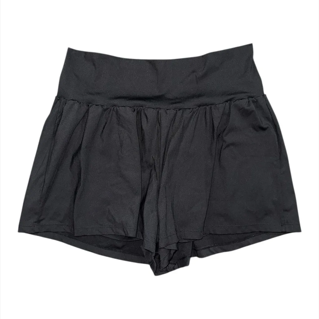Halara Super High Waisted Pocket & Pocket 2-in-1 Yoga Shorts 4” Sz 1X Long Black - Image 3