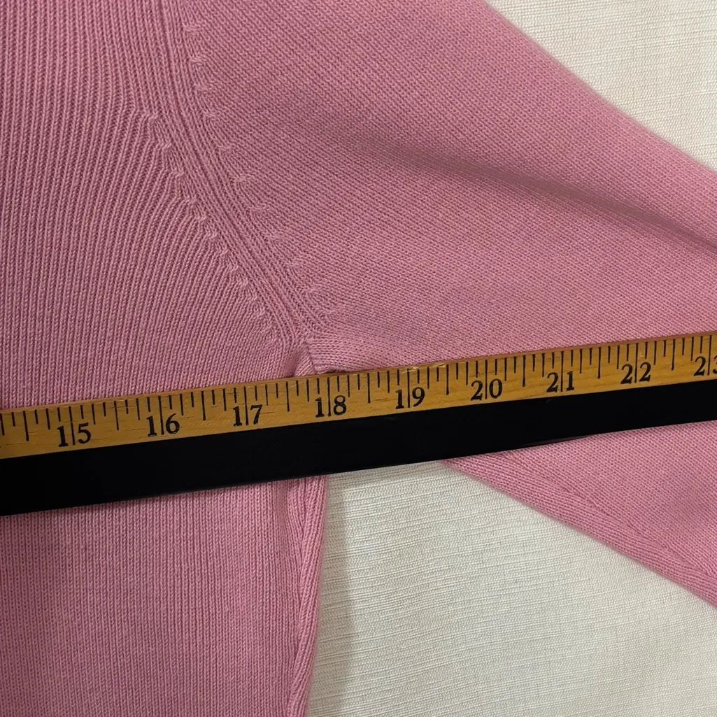 Dressbarn Lightweight Square Neck 3/4 Sleeve Casual Soft Pink Sweater,L, Office - Image 4