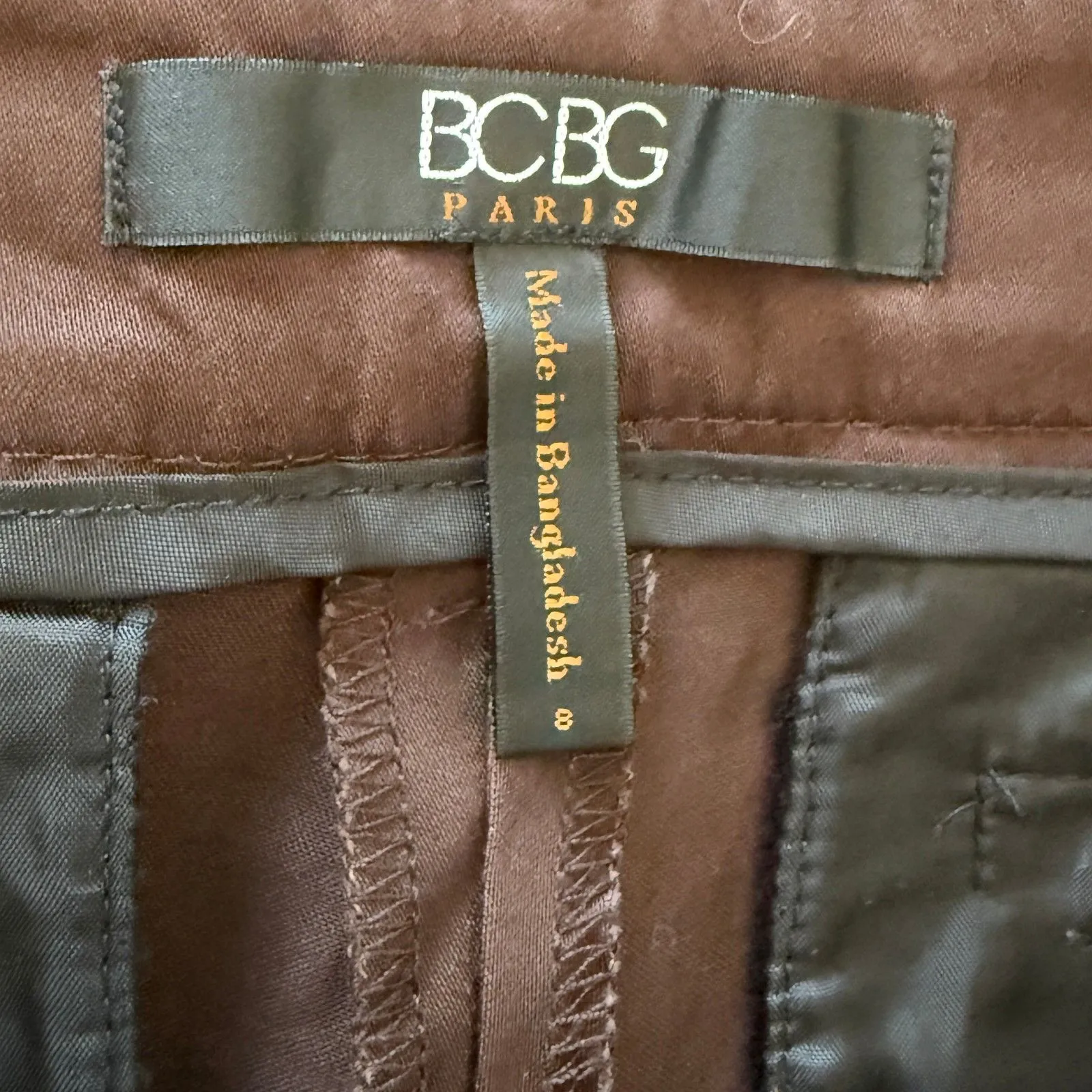 NWT BCBG Brown Twill Mid Rise Wide Leg Cotton Pants Y2K Minimalist Style Sz 8 - Image 4