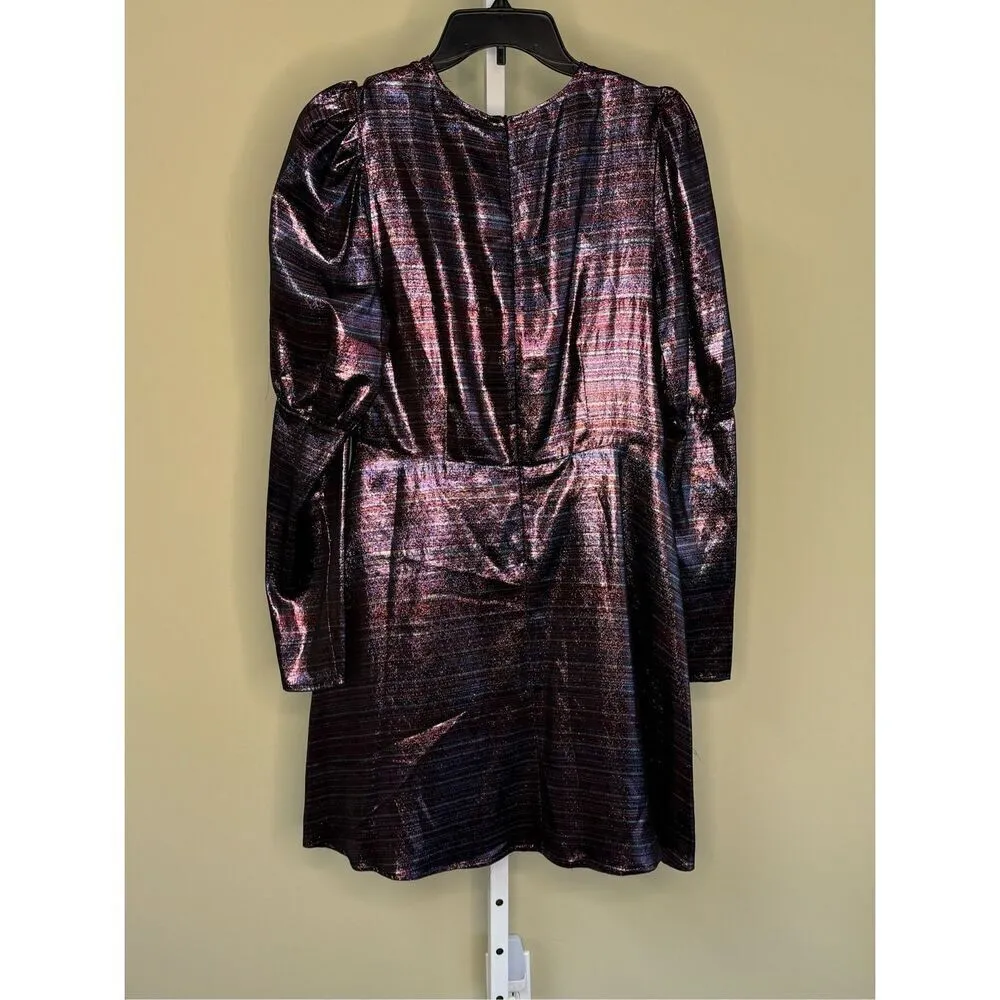 Black Coral NWT Waist Fitted Metallic Stripe Dress in Purple Size IT 44/US 8 - Image 6