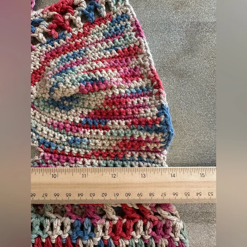 Handmade Crochet Halter Top Boho Cutout Peplum Multicolor (1071) - Image 12