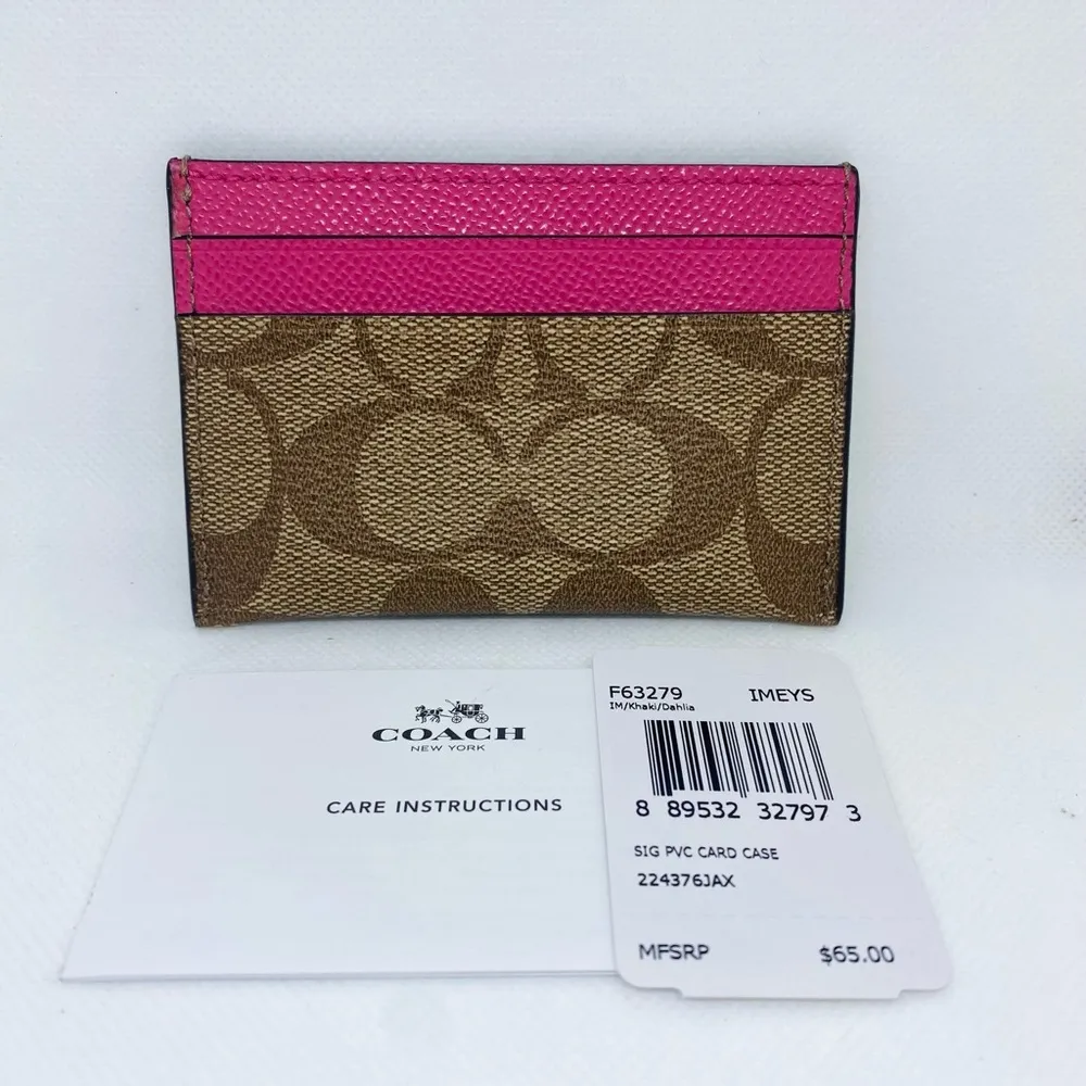 NWT  Card Case Wallet Pink Tan In Khaki/Dahlia - Image 2
