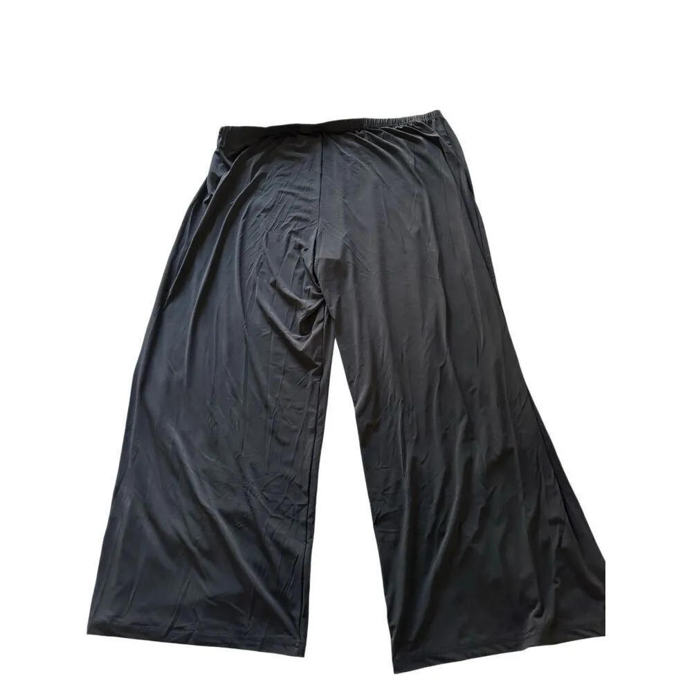Bob Mackie Pants Black Wide Leg Pull On Stretch Casual Basic 3x - Image 2