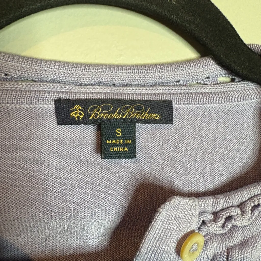 Brooks Brothers lavender periwinkle silk blend cardigan sweater - Image 3