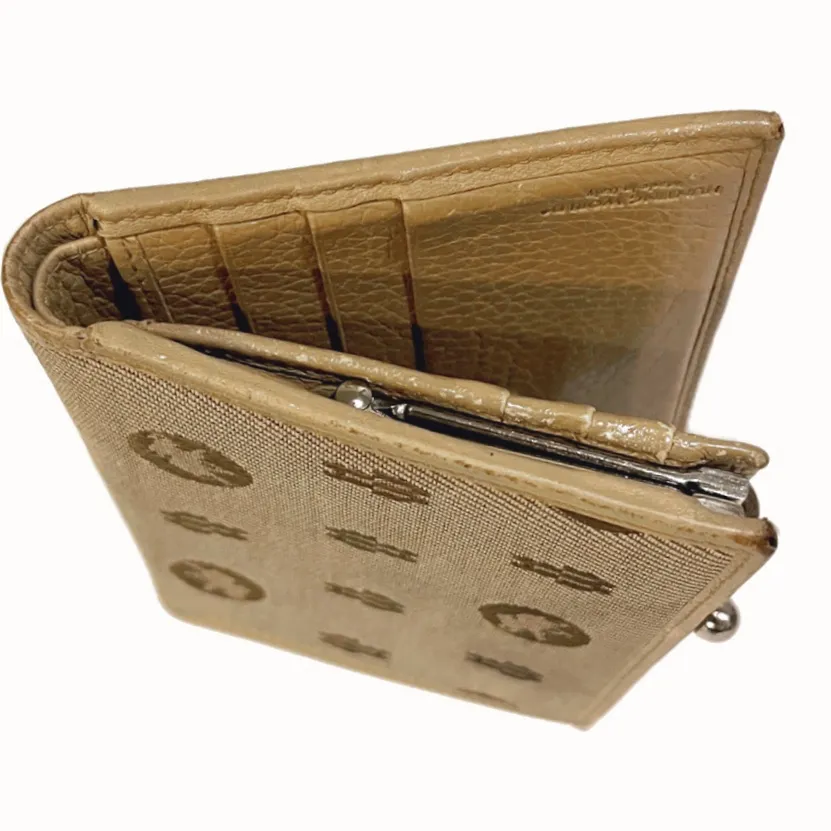 Vintage Hunting World Rugged Nylon & Soft Leather Bifold and Kisslock Wallet Tan - Image 5