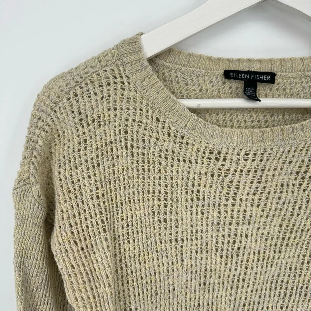 Eileen Fisher Cream Sheer Sweater Linen and Wool‎ - Image 2