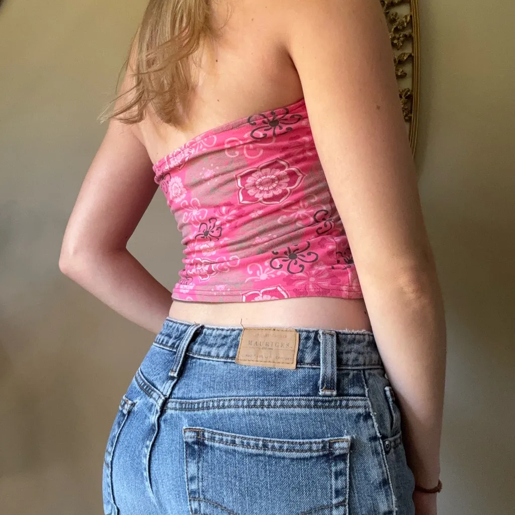 Y2K Pink/Brown/White Reversible Halter Top Pink - Image 7