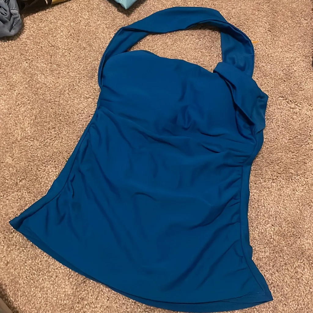 - Tempt Me blue one shoulder swim tank new - Image 3