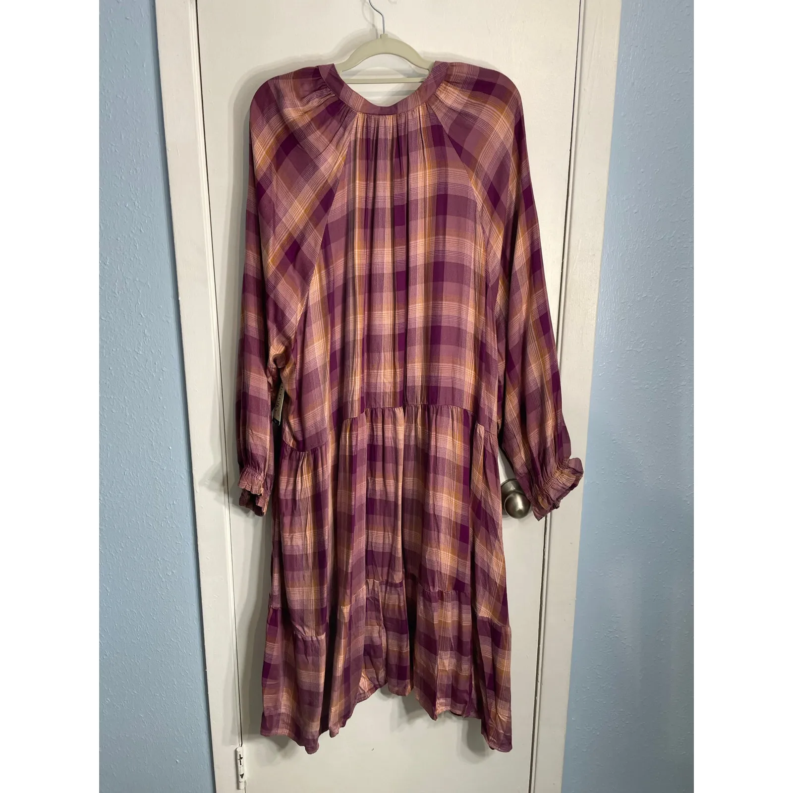 Terra & Sky Dress Womens Size 4X Pink Plaid Prairie Peasant Homestead Fall NWT - Image 6