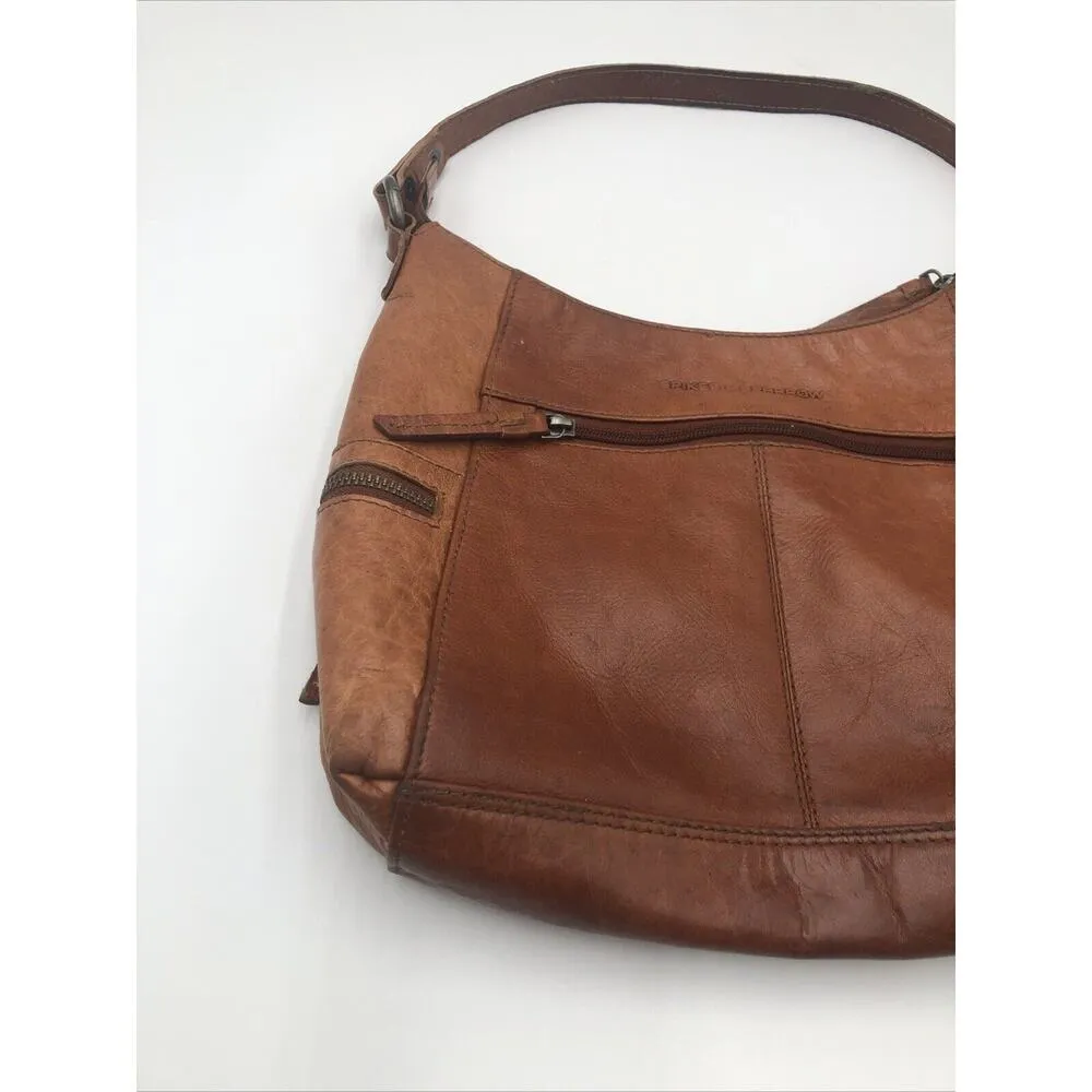 Spikes and Sparrow Cognac Brown Leather Shoulder Bag Purse - Image 2