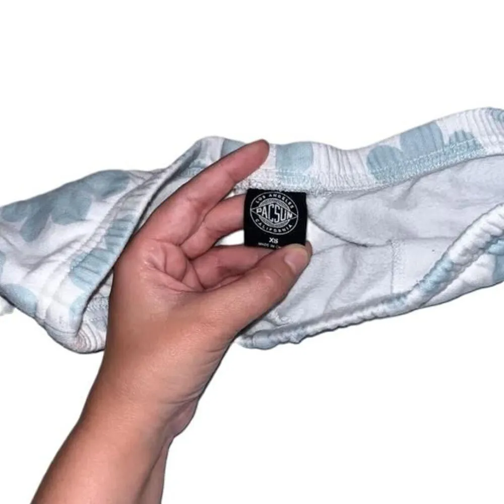 Womens PacSun Flower Power Blue White Floral Cotton Drawstring Shorts Size XS - Image 7