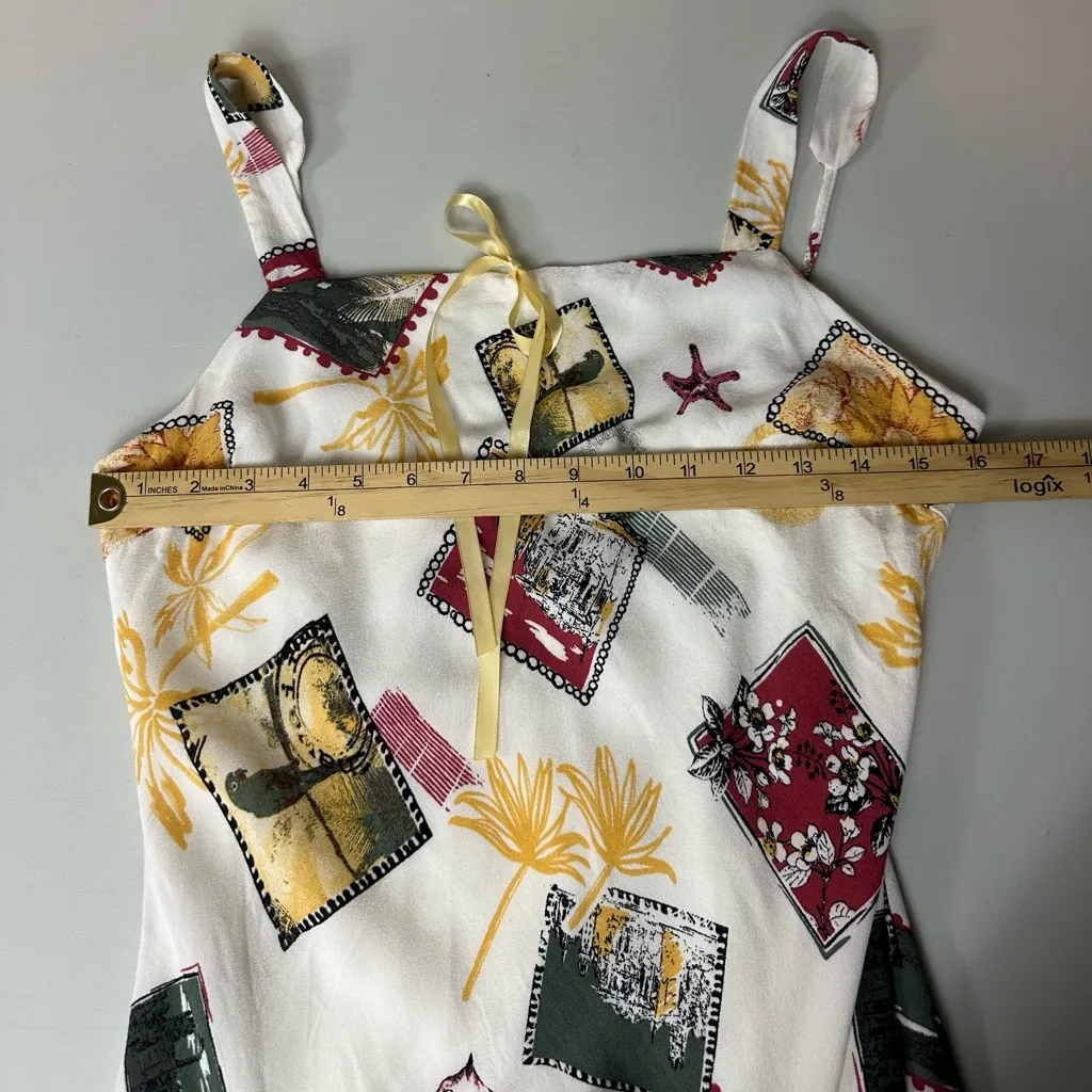 The Workshop Letters From Afar Italy Artsy Colorful Maxi Dress Size Large NWT White - Image 5