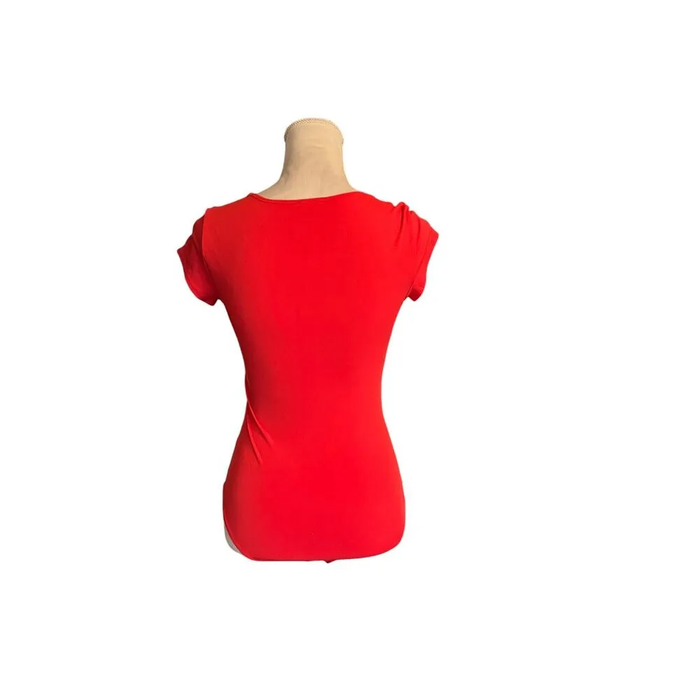 Intimately By Free People Square Coral Red Bodysuit Womens S Short Sleeve - Image 3