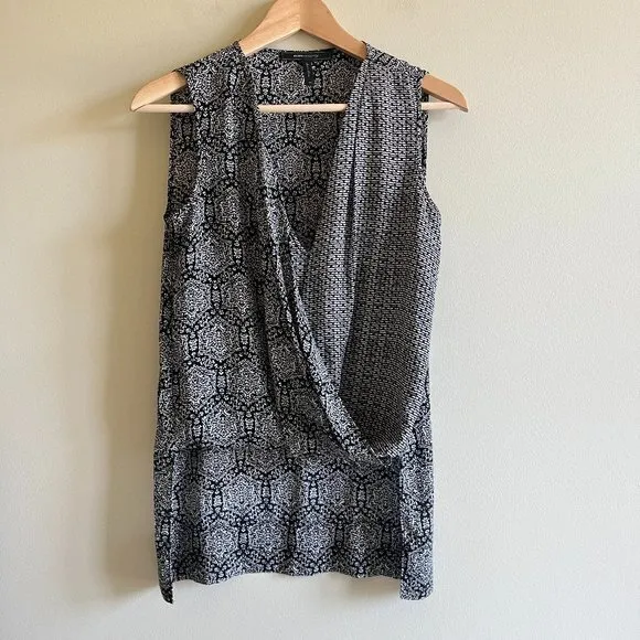 BCBGMAXAZRIA BCBG‎ Max Azria Meaghan Drape Front Patterned Tank Top Womens Size XS Blouse - Image 3