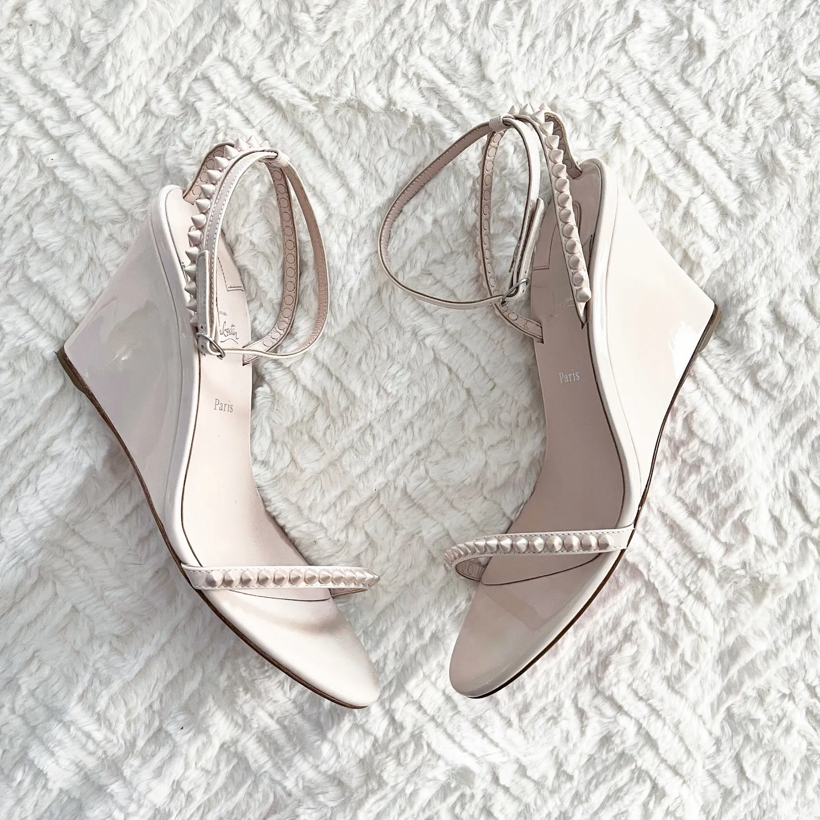 Christian Louboutin So Me Wedge 85 in Patent Leche - Image 3