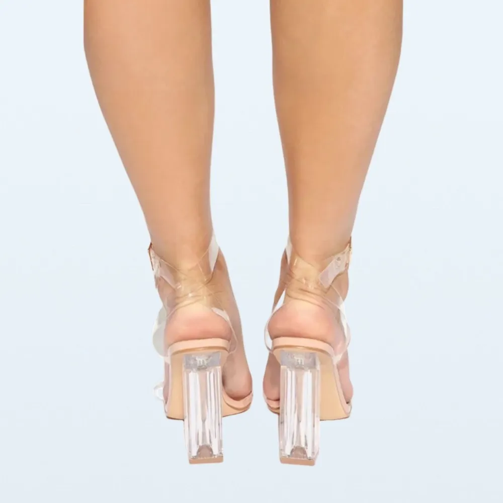 NWOT Cape Robbin Maria-2 Clear Nude Chunky
Block High Heels Open Toes, Size 6 - Image 12