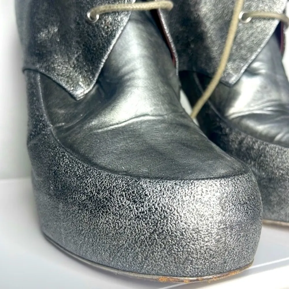 spiked high heeled lace up booties gun metal with spikes - Image 9