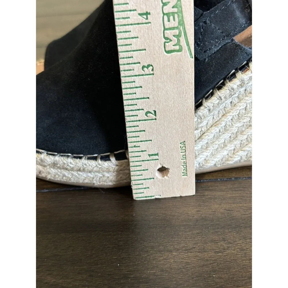 TOMS Womens Size 11 Monica Black Suede Leather Espadrilles Wedges Slingback - Image 7