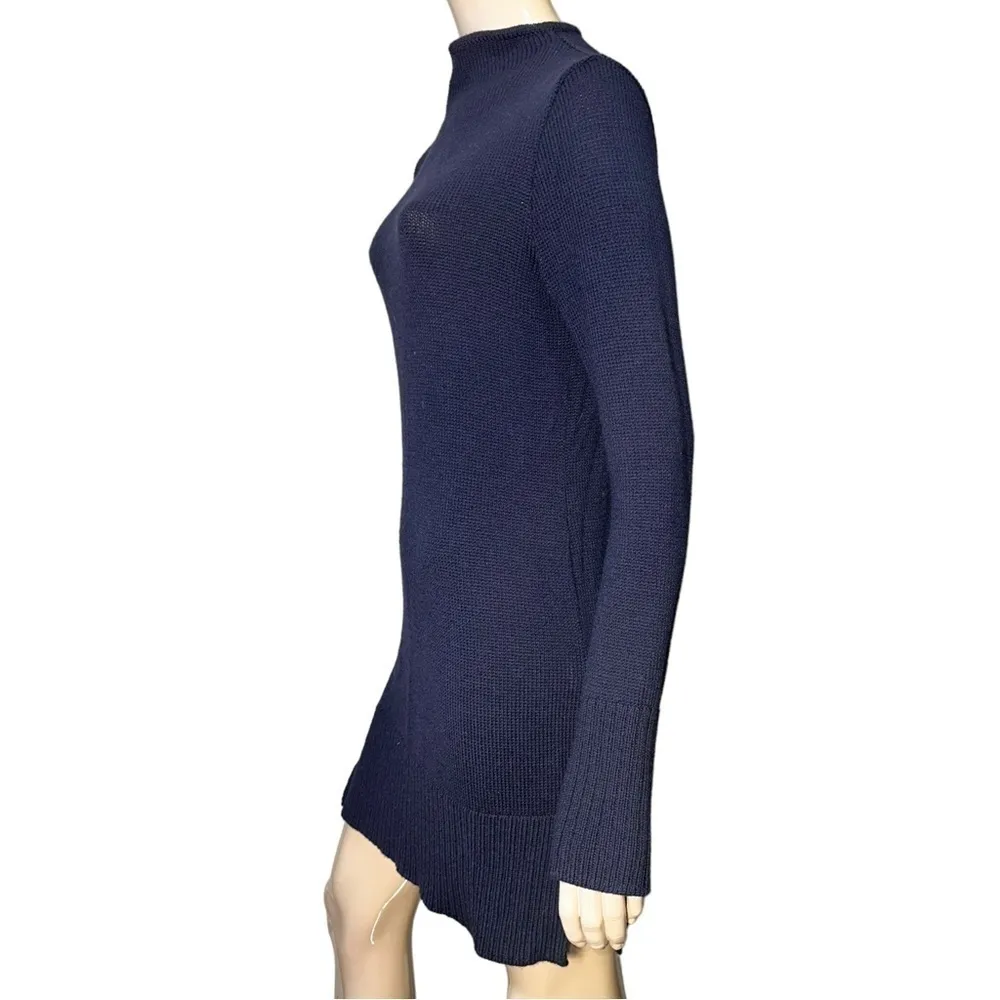 Societe Anonyme Women’s Size 1 S Navy Blue Wool Long Sleeve Sweater Knit Dress - Image 4