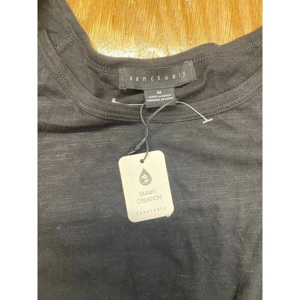 Sanctuary Shirt Top Womens Medium Blue Knot Front Long Sleeve Casual Preppy B61 - Image 3