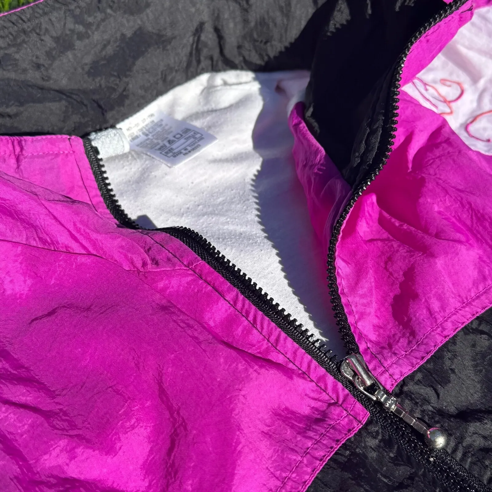 Vintage Nike 90's Windbreaker Track Jacket Size Large Black Pink Women‎ - Image 6