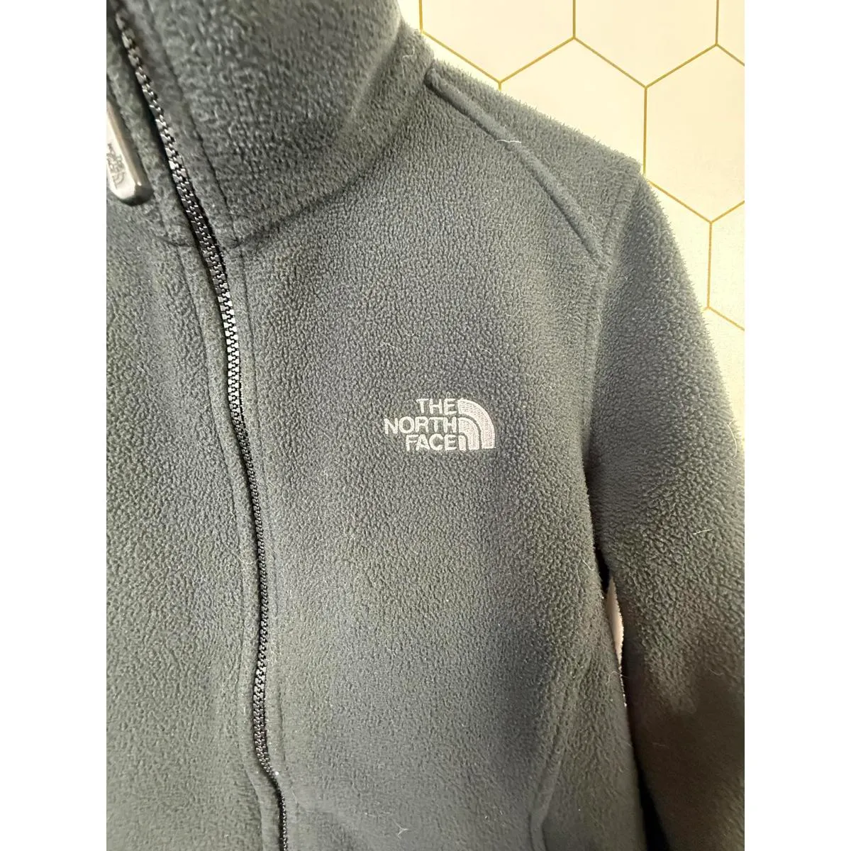The North Face Black Sweater Fleece Zip Jacket with Lavender Logo - Size - Small - Image 7