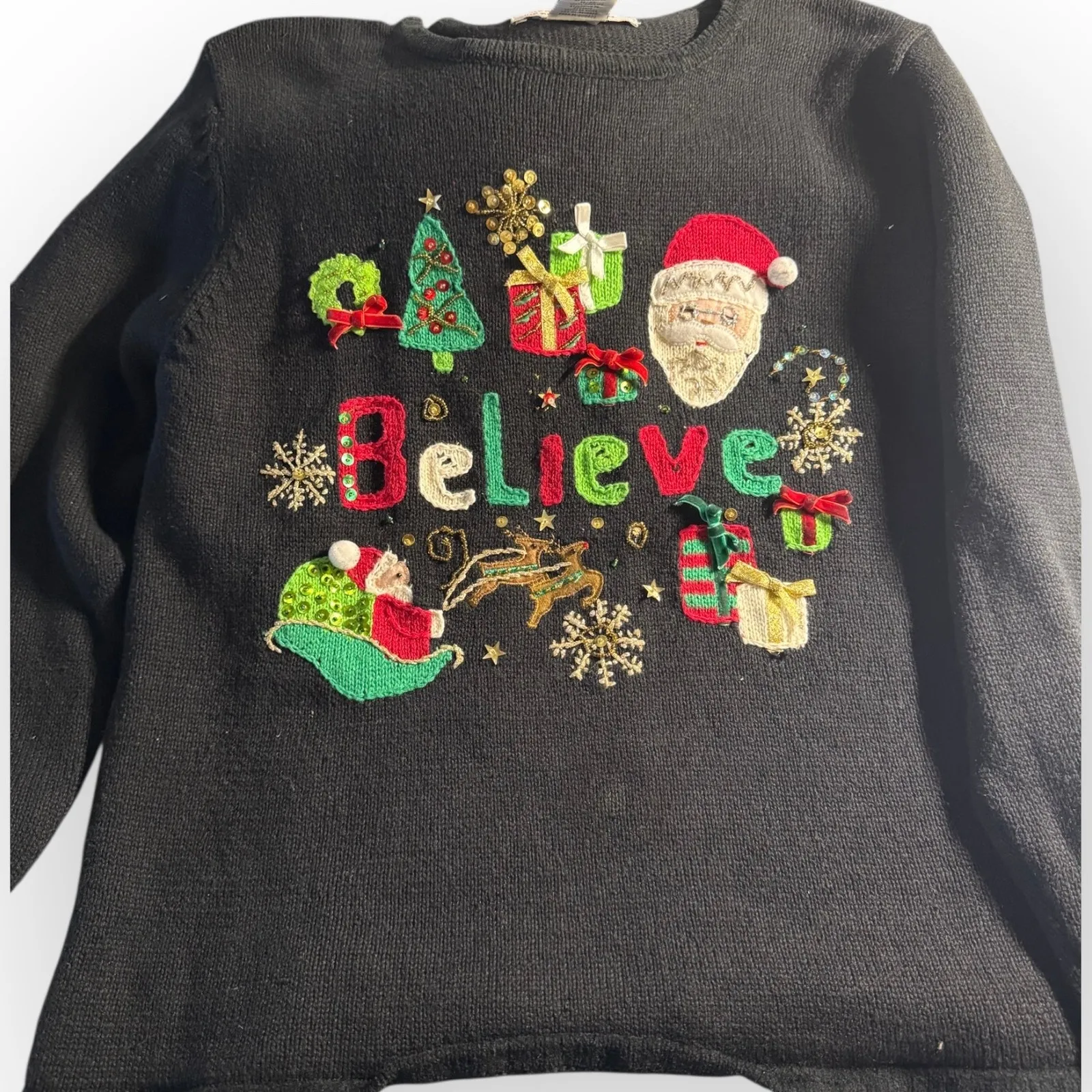 Vintage 90s Ugly Christmas Sweater XL Black - Image 7