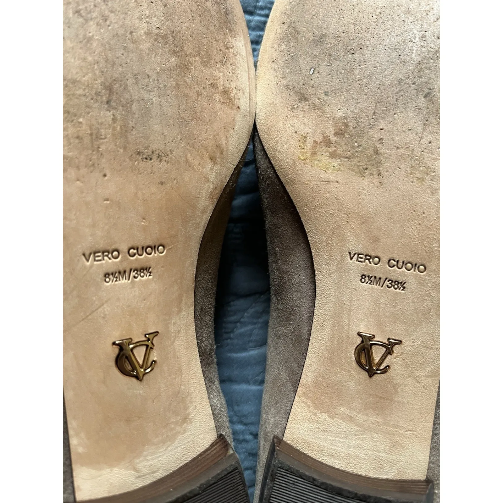 Vero Cuoio Vc Signature Vi-Nova Taupe Gray Brown Suede Slip On Loafers Size 8.5M - Image 7
