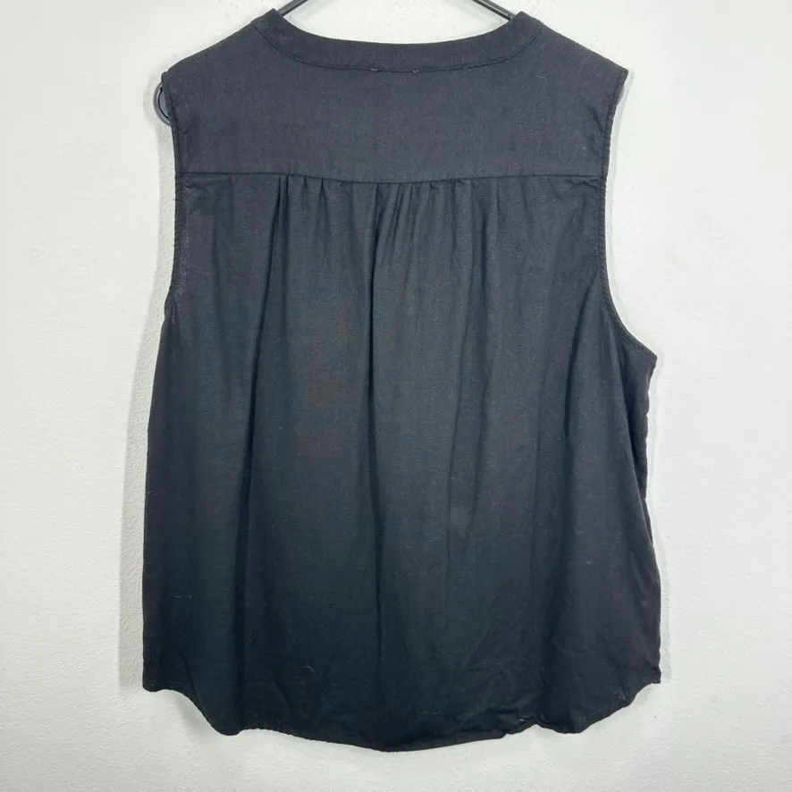 Vince Camuto Black Linen Blend Sleeveless V-Neck‎ Tunic Top Plus Size XXL - Image 5