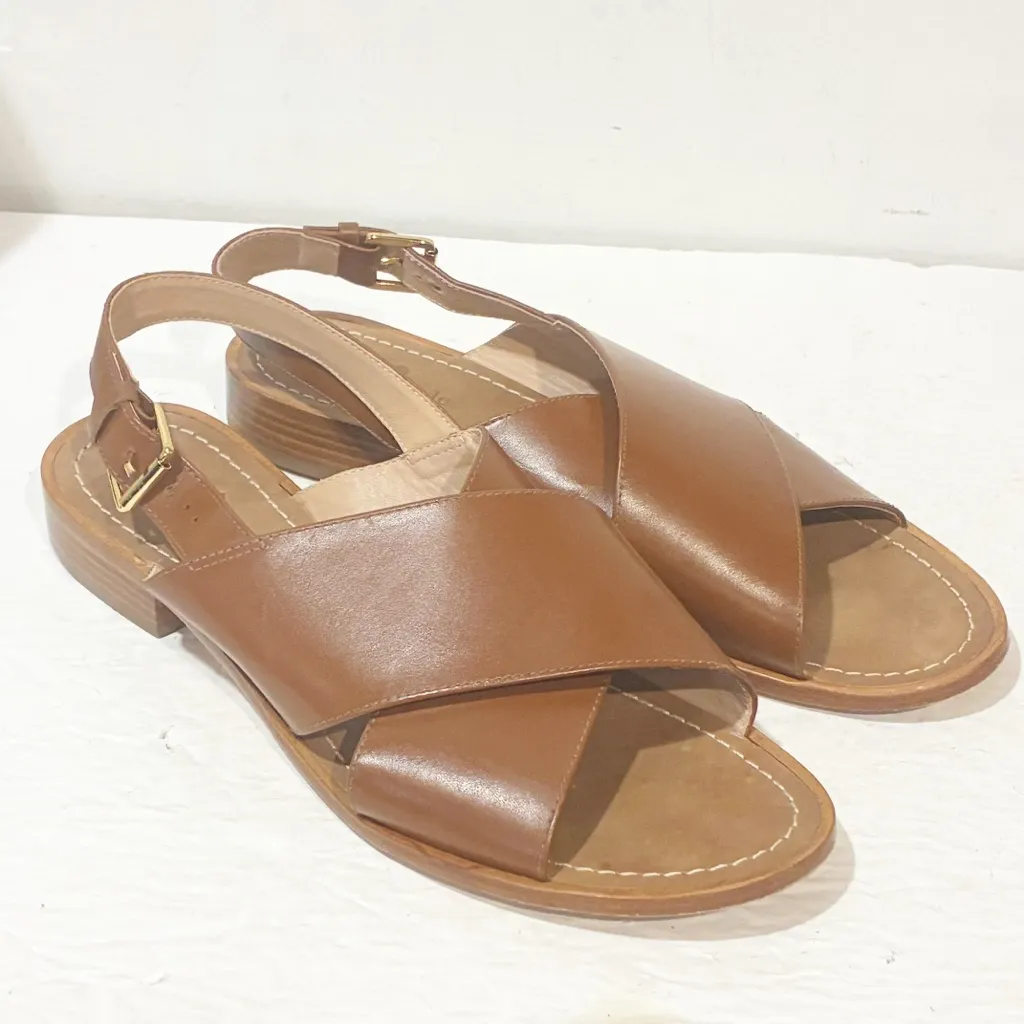 Kate Spade Brown Leather Crossover Ankle Strap Sandal‎ Shoes Size 9.5 - Image 3