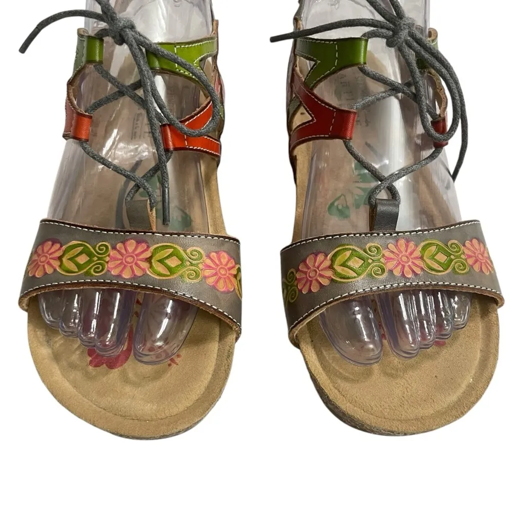Spring Step L'Artiste 38 (7.5- 8 )Loma Lace Up Cork Wedge Sandals - Image 7