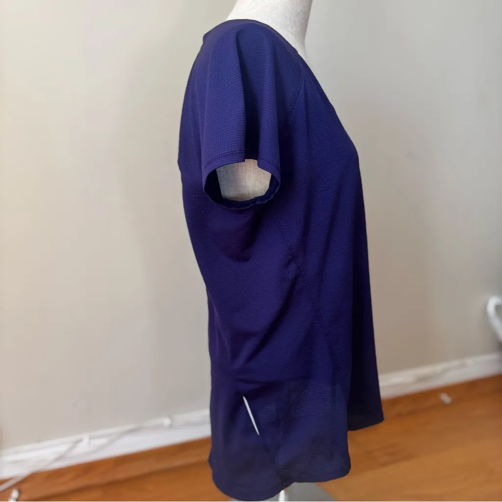 Prana V-neck Mesh Back Short Sleeve Top Purple L Activewear Athleisure Running - Image 4