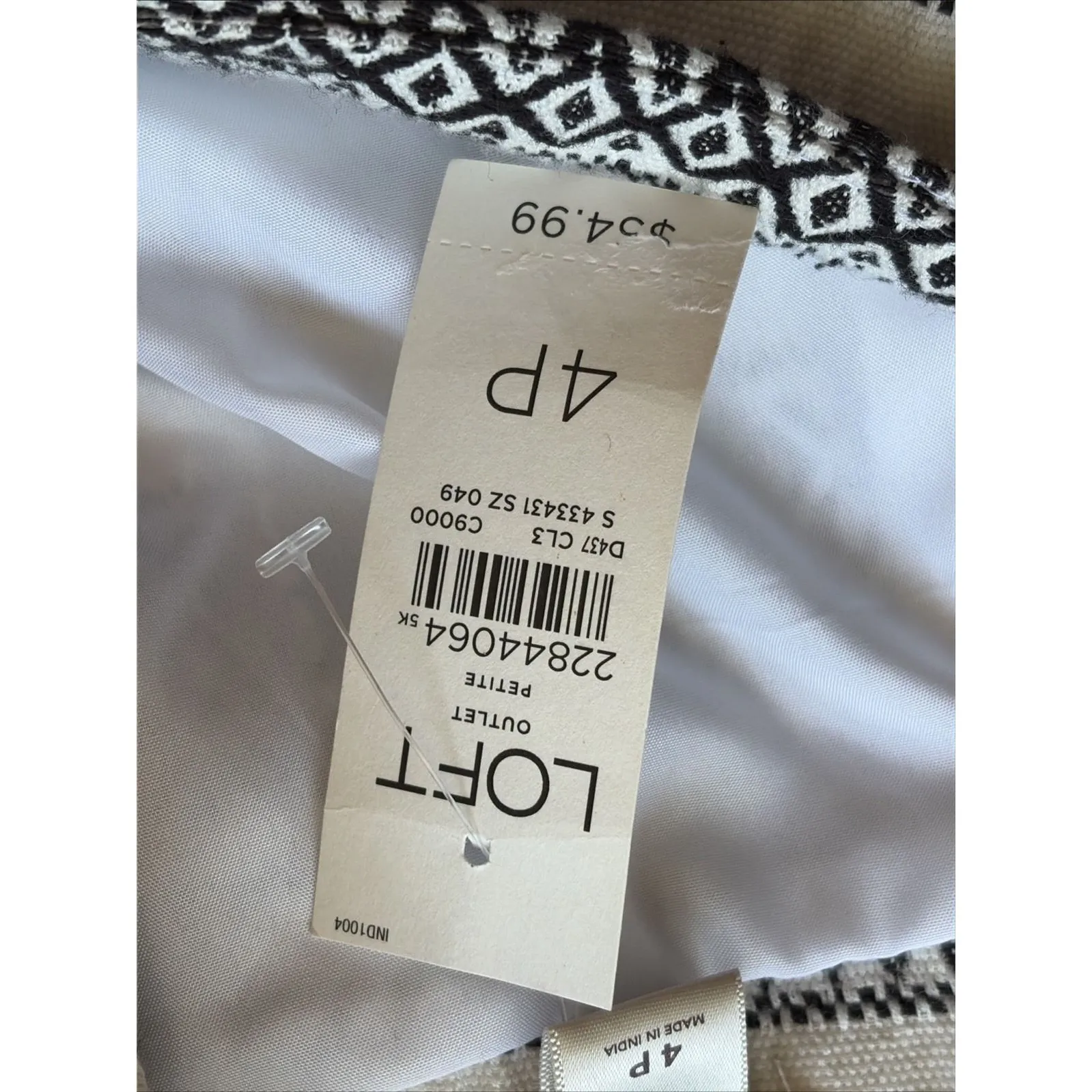 Loft Outlet Cream Black Geometric Stripe Cotton Pencil Skirt Womens 4 Petites 4P - Image 7