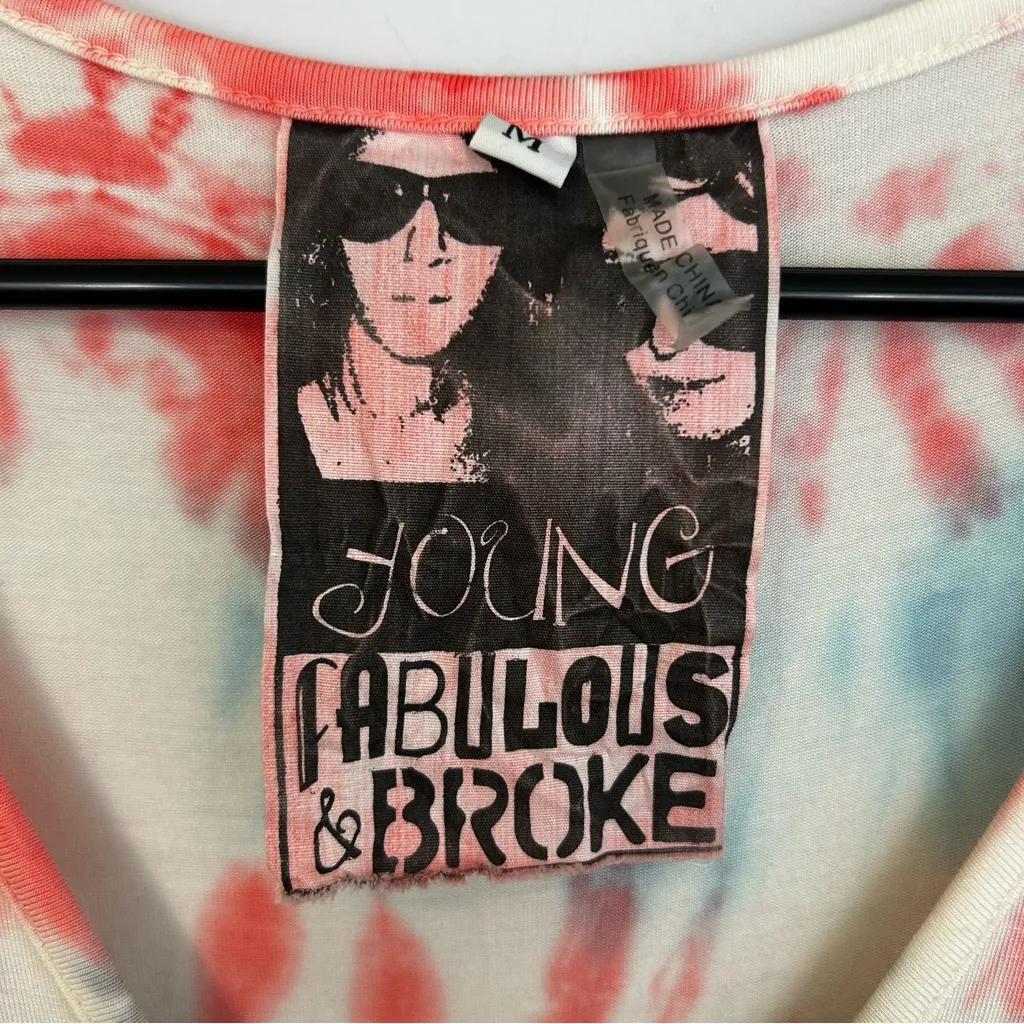 Young Fabulous & Broke Tie Dye Short Sleeve V-neck Rushed Midi Dress Size Medium - Image 4