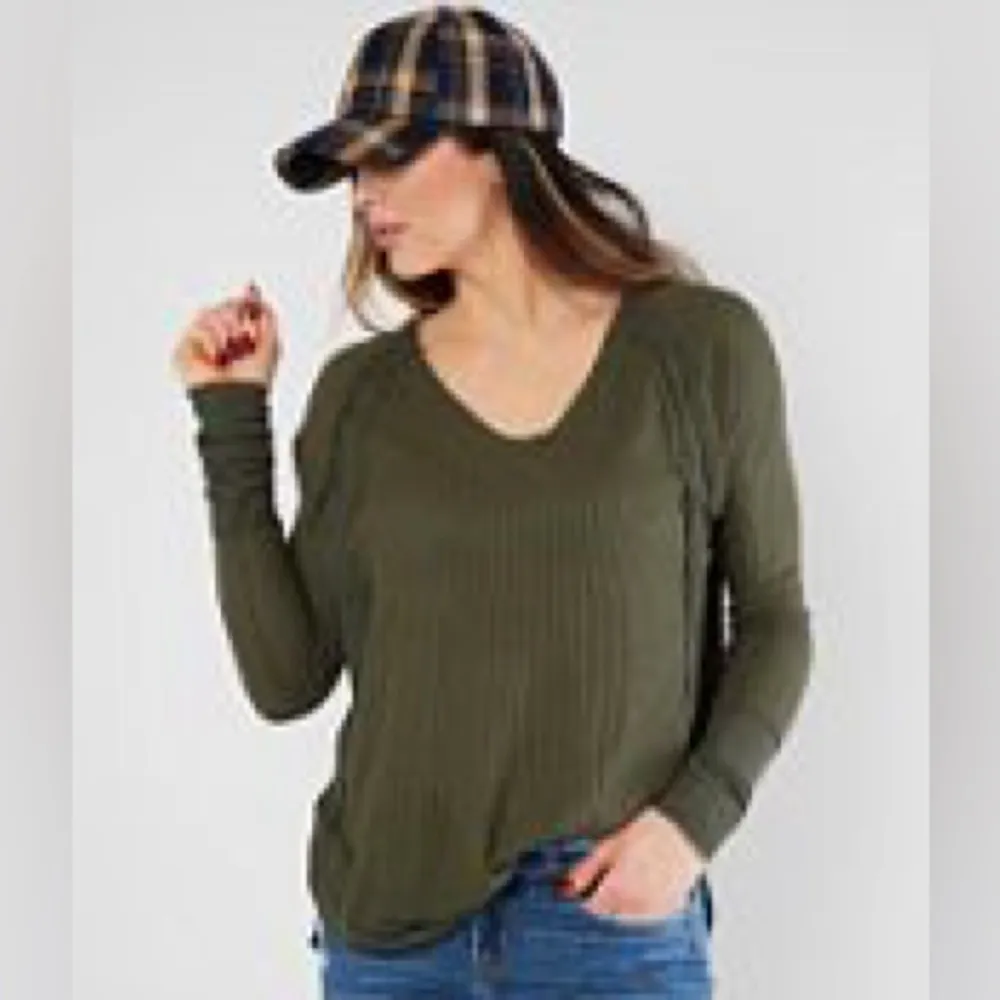 Free People Catalina Thermal Top Olive Green Long Sleeve Top XS - Image 4