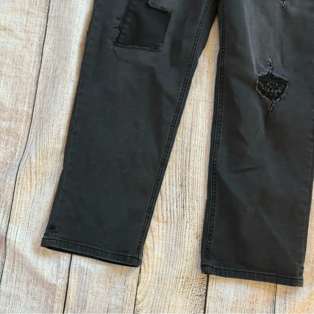 Democracy Ab Technology Ripped Girlfriend Black Patch Jeans Size 16W - Image 2