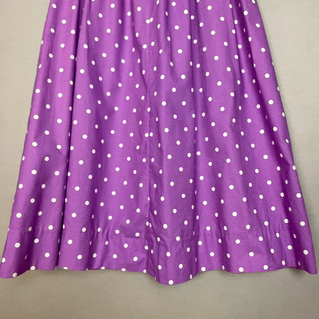 Polka Dot Skirt Purple White A-Line Retro Midi Women Handmade Colorful Playful - Image 4