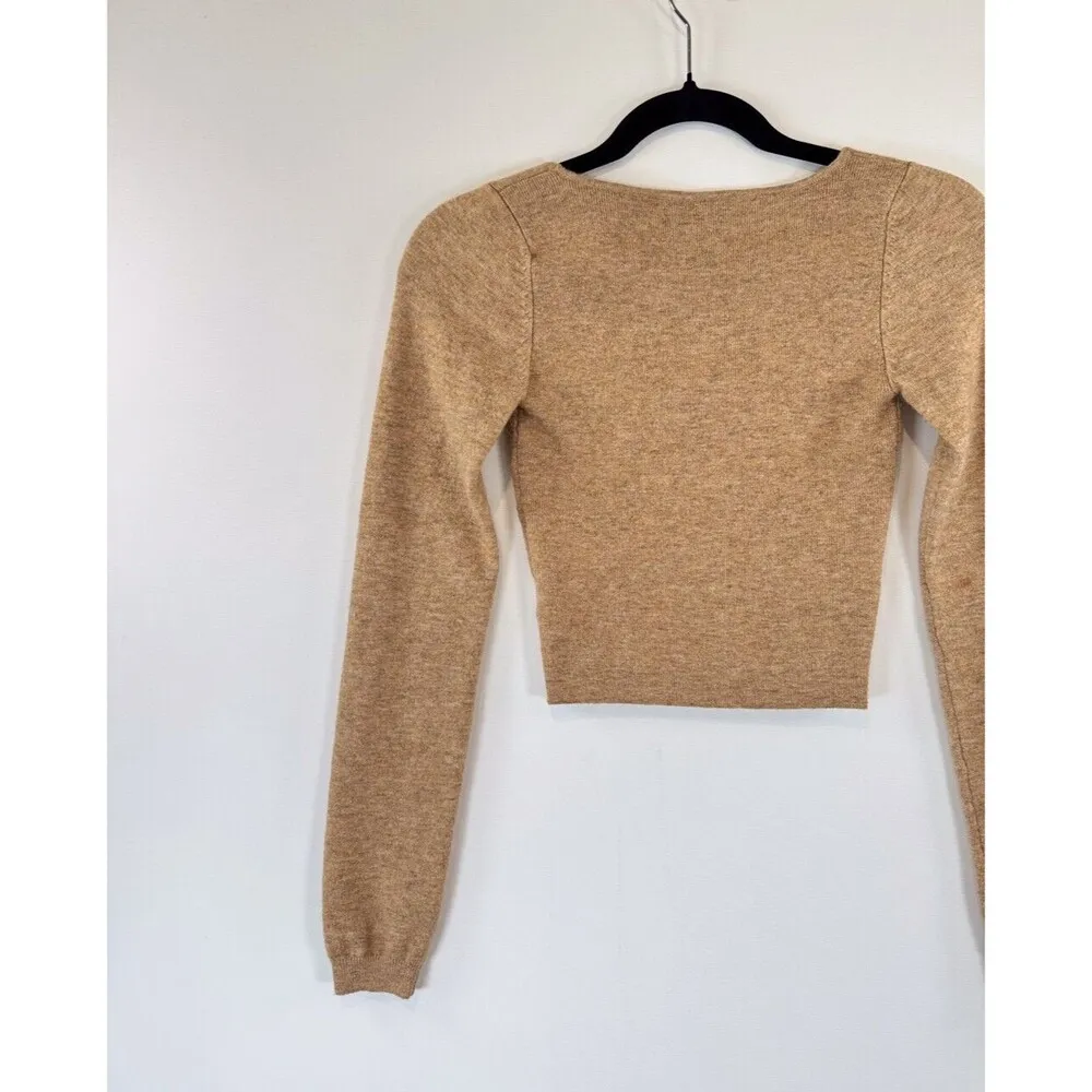 Aritzia Wilfred Womens Sweater Brown Greer Cashmere Wool Cropped Pullover Small - Image 7