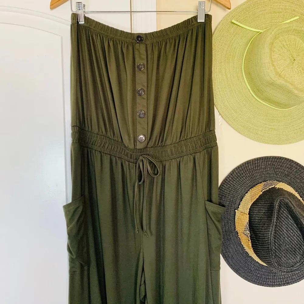 205 Collins by Forever 21 Hunter Green Military Style Romper/Jumpsuit | Size: XL - Image 3