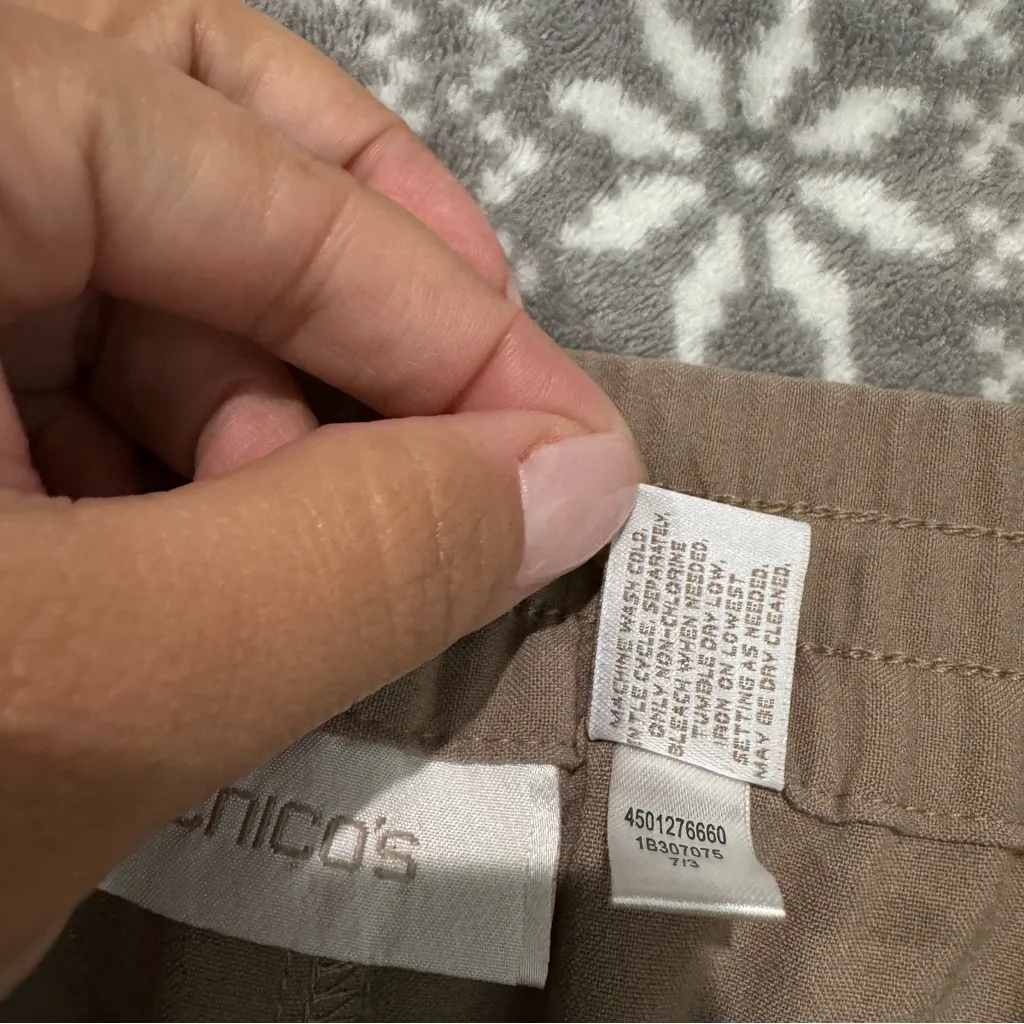 Chicos Pull On Pants Tan Zip Pockets Ankle Size 12 Chico's Size 2‎ - Image 3