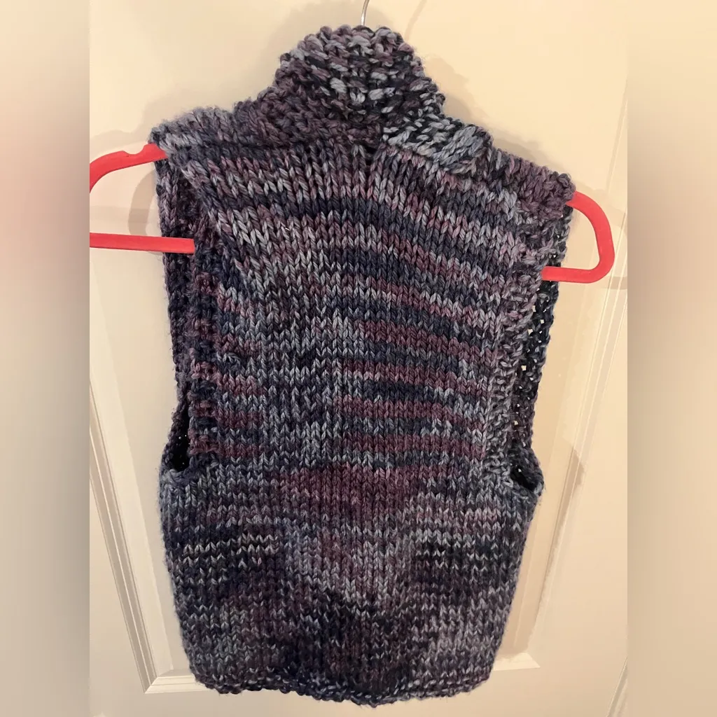 Chunky Knit Shawl CollarCardigan Vest Set Cozy Handmade Style Sleeveless Sweater - Image 3