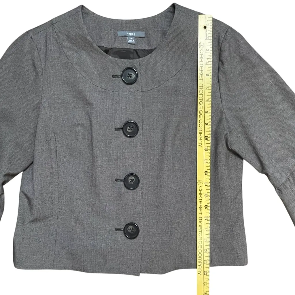Apt 9 Blazer Womens 16 Gray Button Up Lined 3/4 Bell Sleeve Office Chic EUC - Image 12