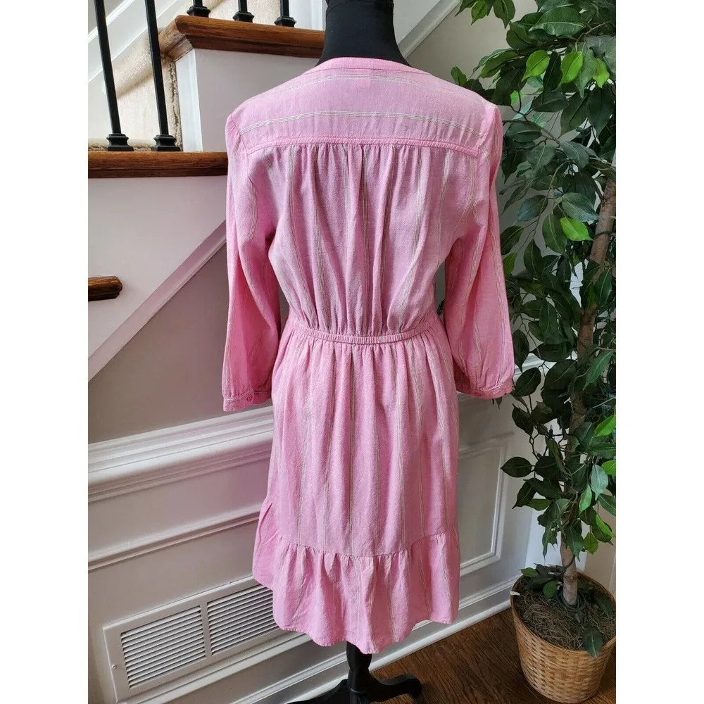 Old Navy Women's Pink Rayon & Cotton V-Neck Long Sleeve Knee Length Dress Size M - Image 7