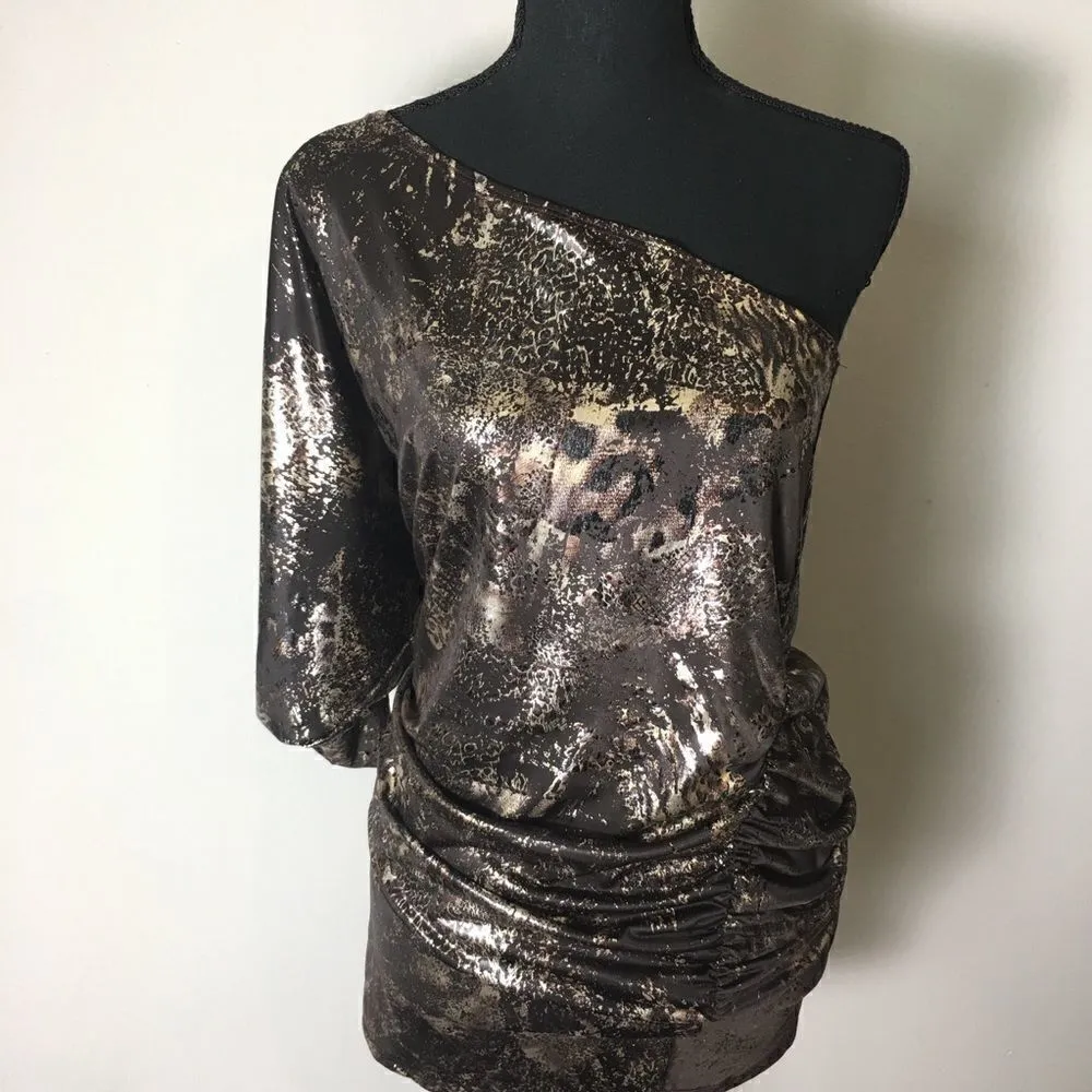 AKIRA CHICAGO RED LABEL Metallic Top Brown Size M - Image 2